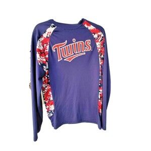 Boombah Minnesota TWINS Women's Blue Long Sleeve Rash Guard Top Small